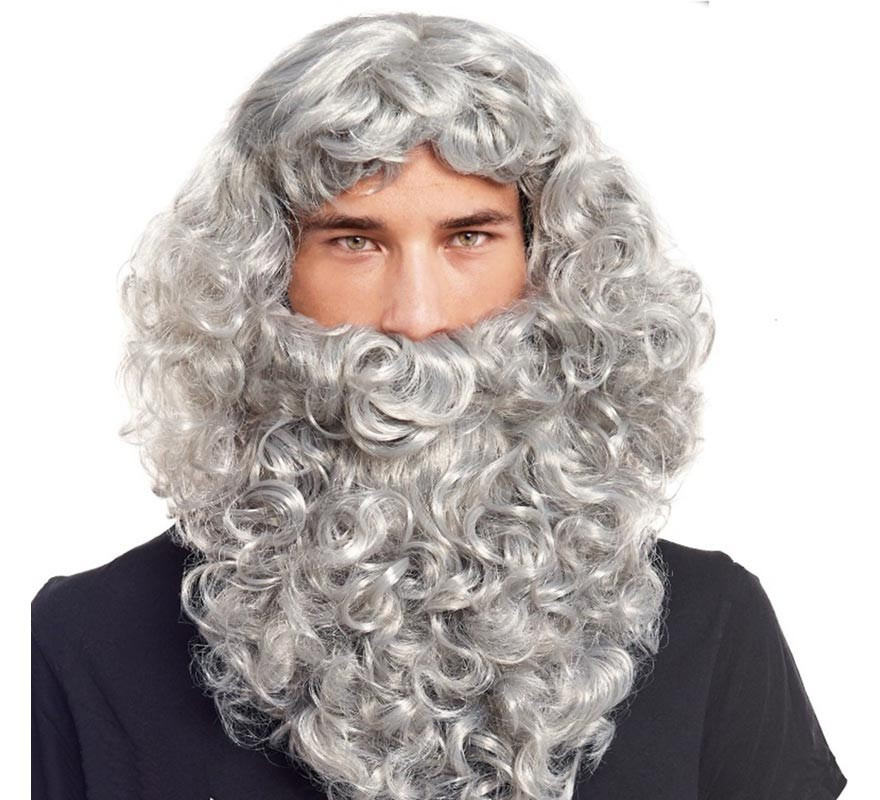 Wig with gray beard