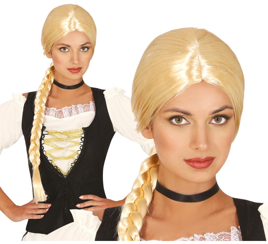 Wig with blonde braid