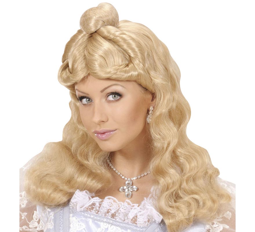 Lady's wig with bun in various colors for adults