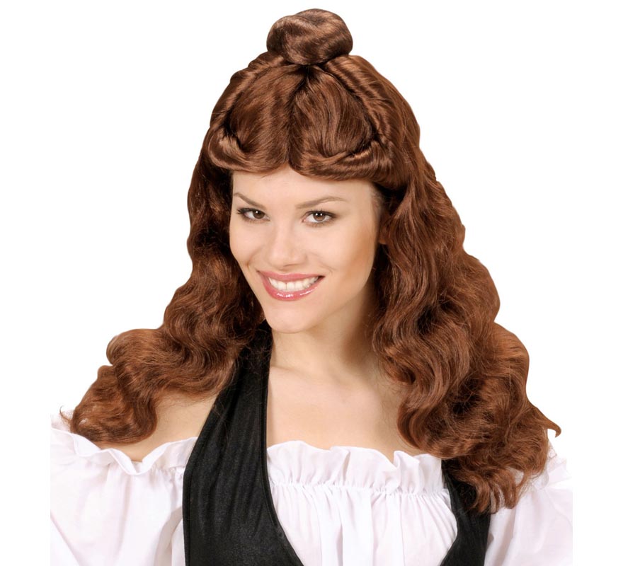 Lady's wig with bun in various colors for adults