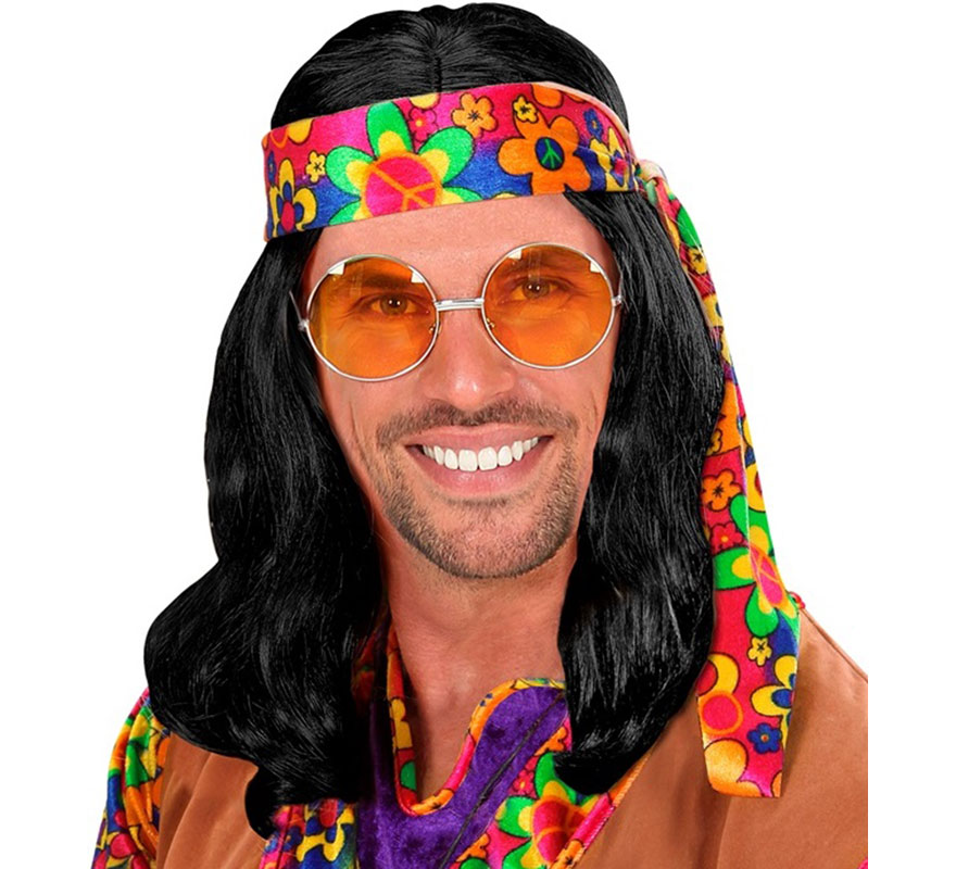 Black Hippie Wig with Bandana