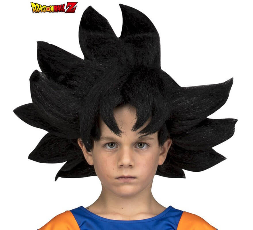 Peluca de Saiyan Son Goku de Dragón Ball en caja para niño
