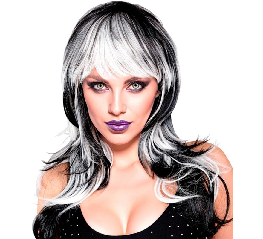 Peluca de Vampiresa negra y blanca