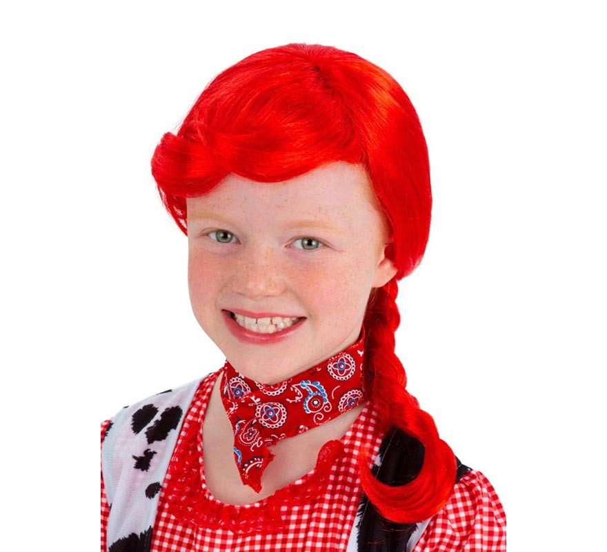 Parrucca rossa intrecciata da cowgirl per bambini