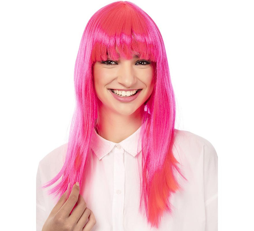 Long Fashion Wig with Pink Bangs 52cm