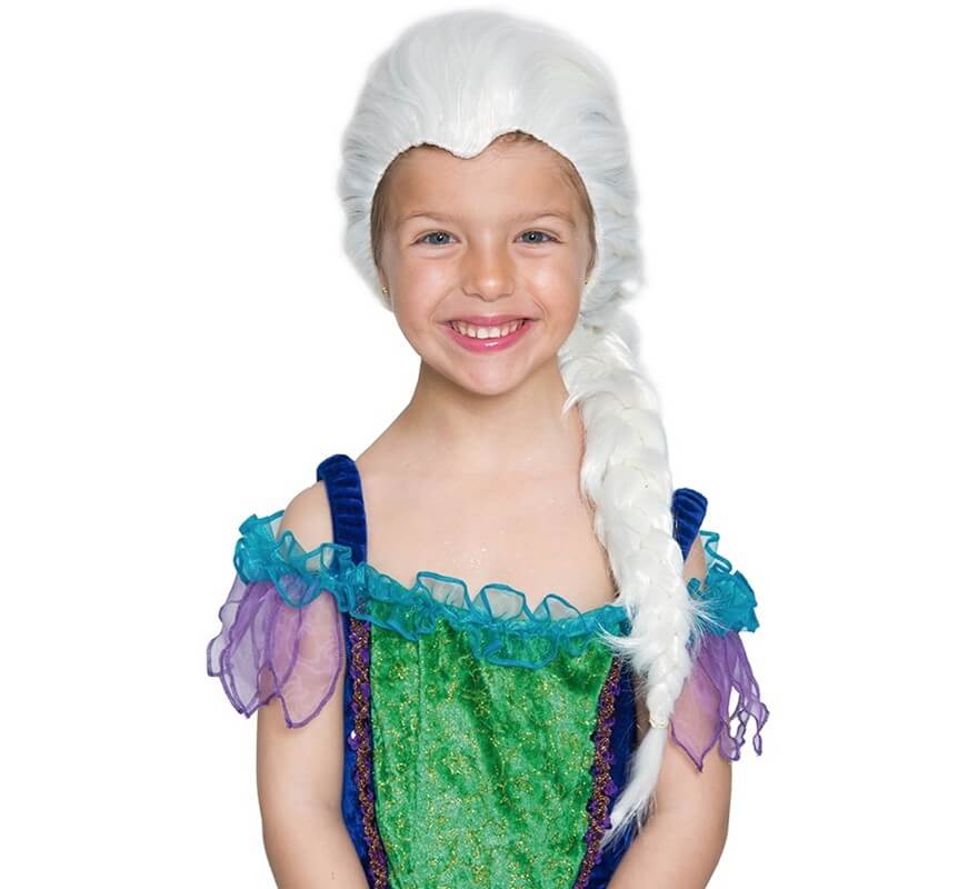Parrucca bianca per bambini con treccia