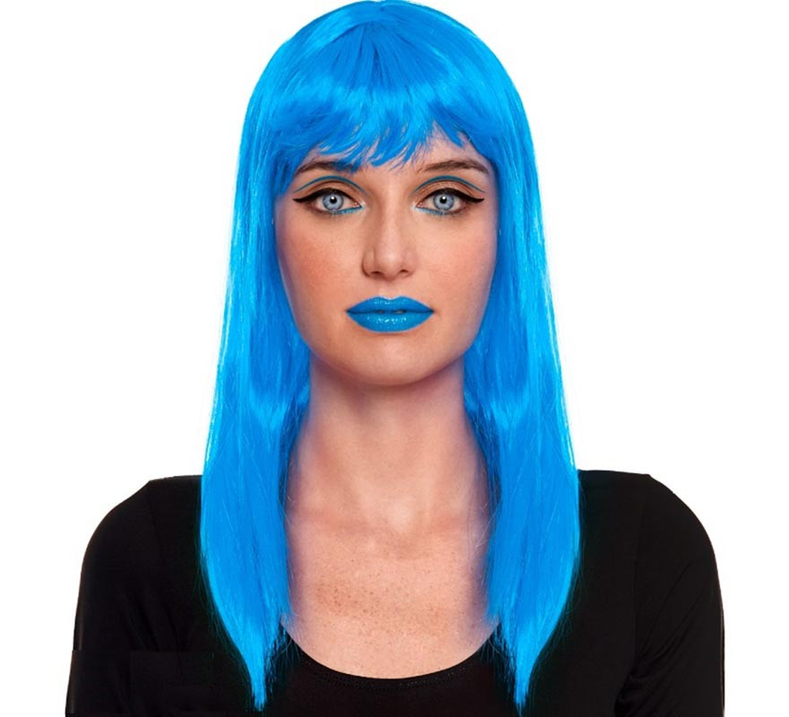 Turquoise smooth wig with fringe