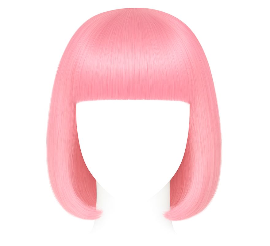Medium length wig with bangs in various colors