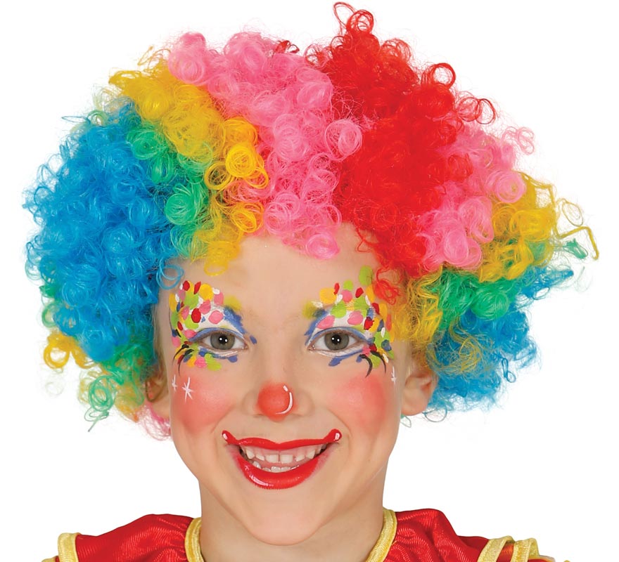 Multicolored children's clown wig