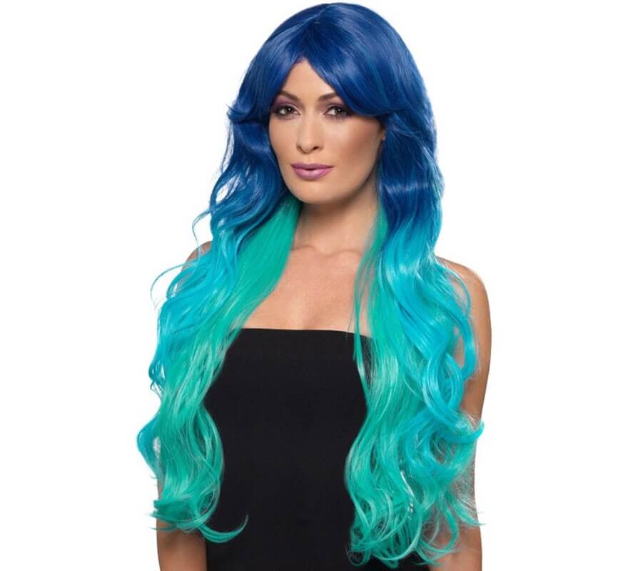 parrucca lunga blu
