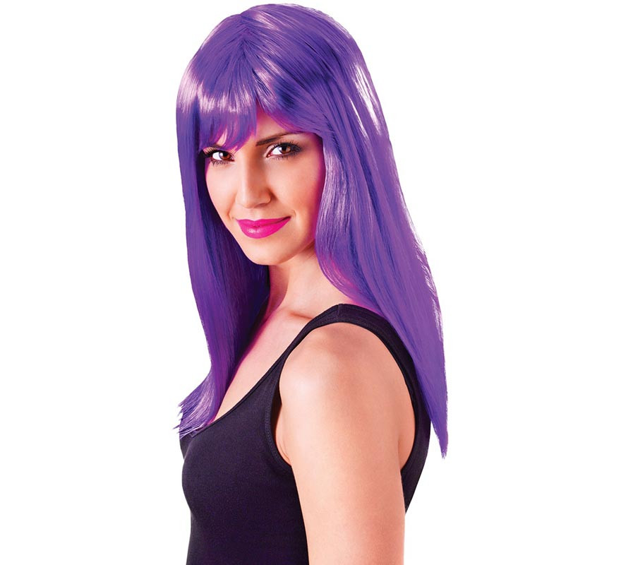 Long purple Passion wig with fringe