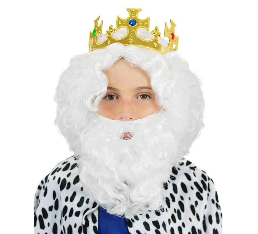 Deluxe Children's White Wig and Beard of the Three Wise Men Melchior