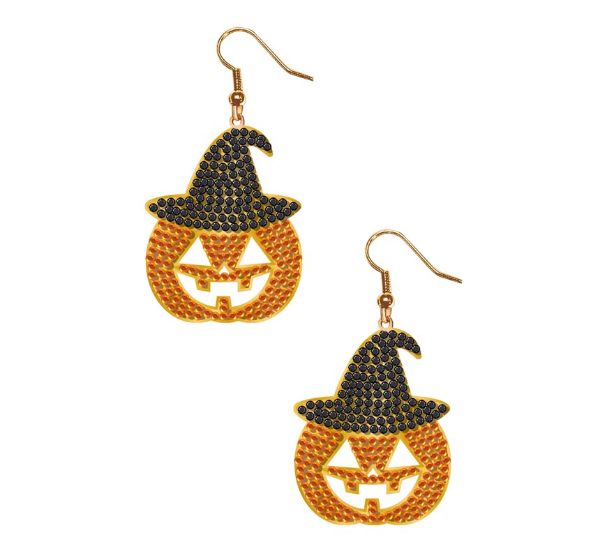 2cm Rhinestone Pumpkin Earrings