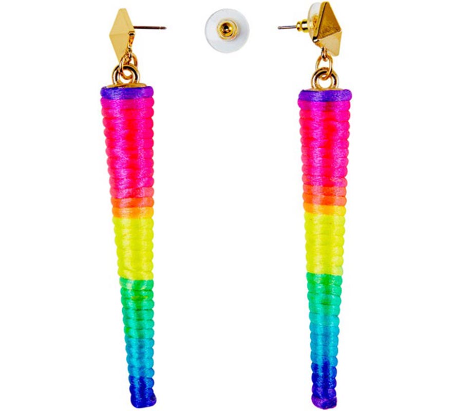 Brincos de cone neon multicoloridos