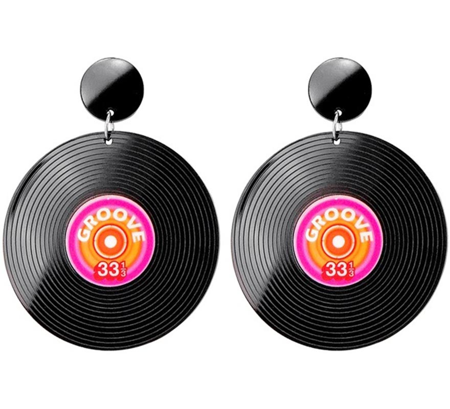 Brincos de disco de vinil dos anos 80