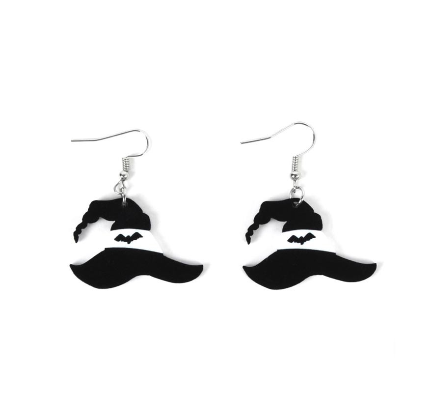 Black and White Witch Hat Earrings