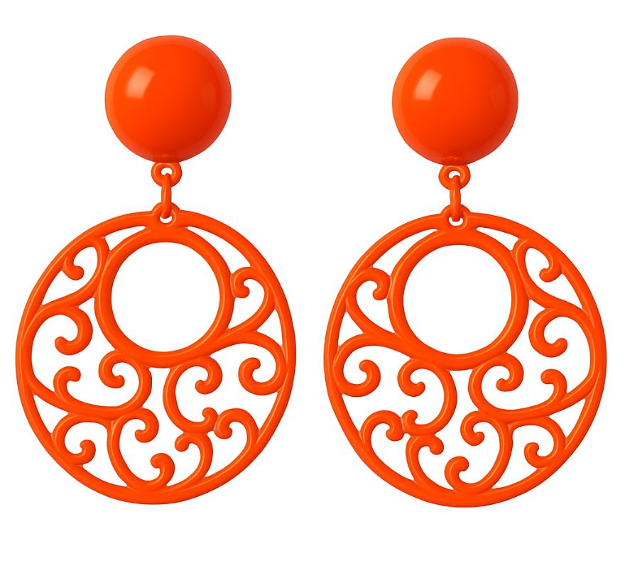 Brincos circulares de flamenco com ornamentos em várias cores