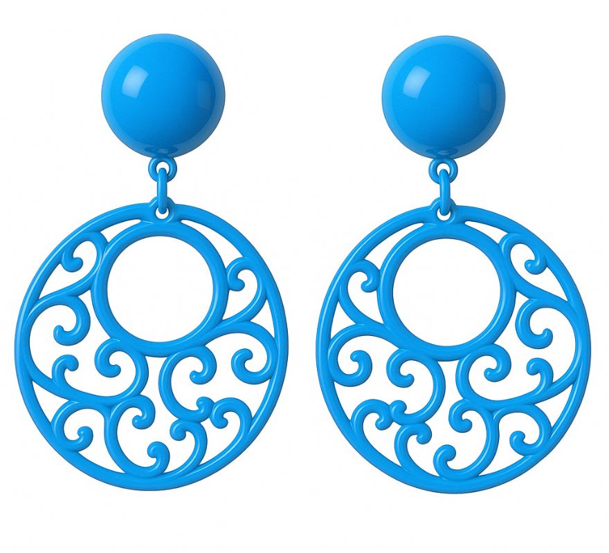 Brincos circulares de flamenco com ornamentos em várias cores