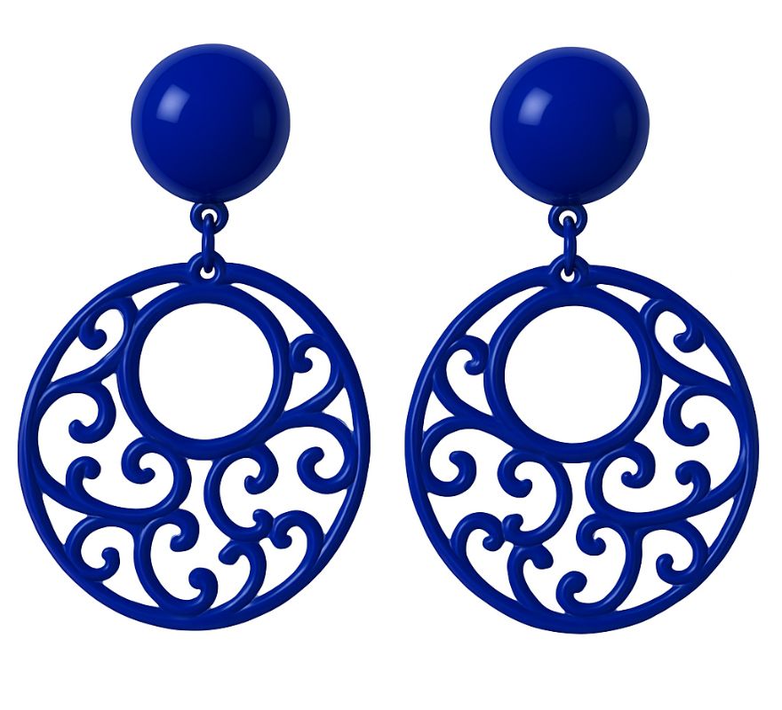 Brincos circulares de flamenco com ornamentos em várias cores