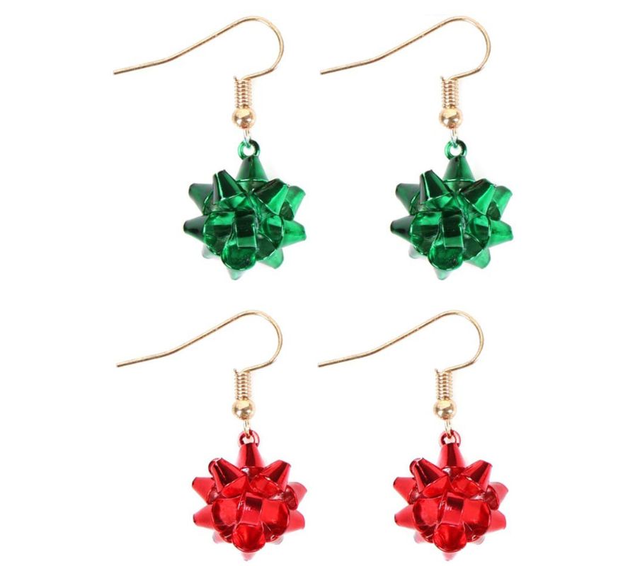 Brincos Laço Floral de Natal de 2x2 cm em várias cores