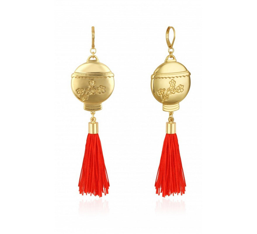 Mulan Oriental Lantern Gold Earrings