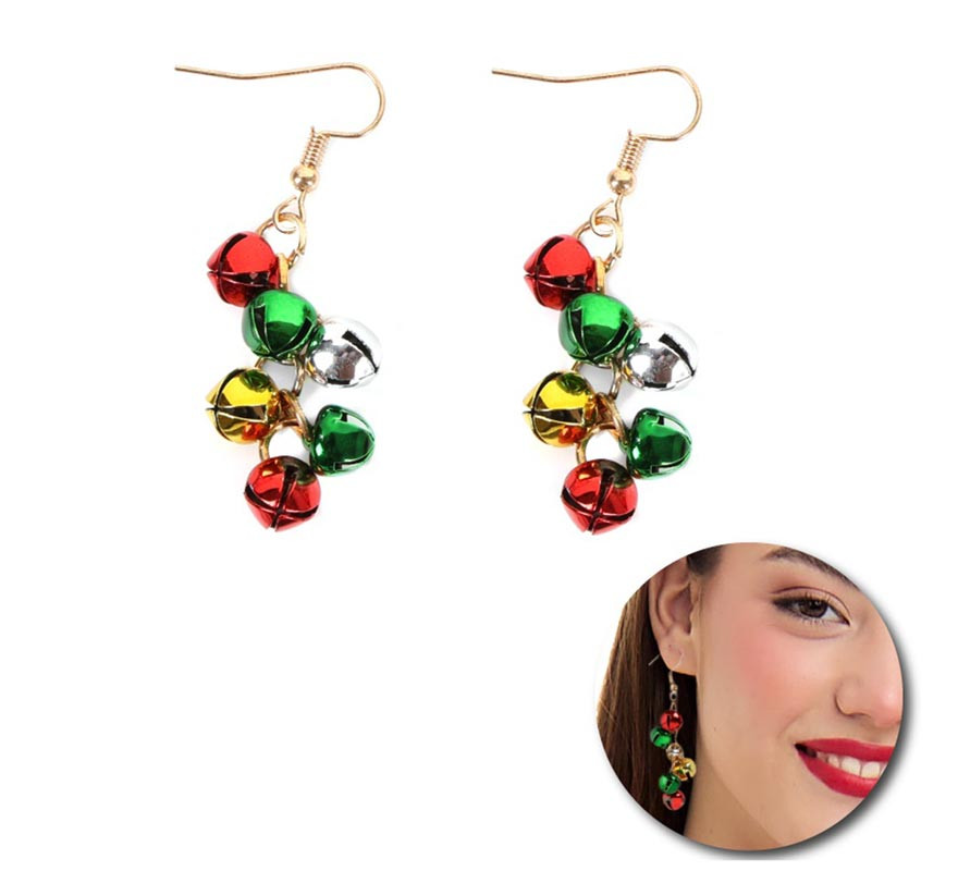 1.5x4cm Christmas Jingle Bells Bouquet Earrings