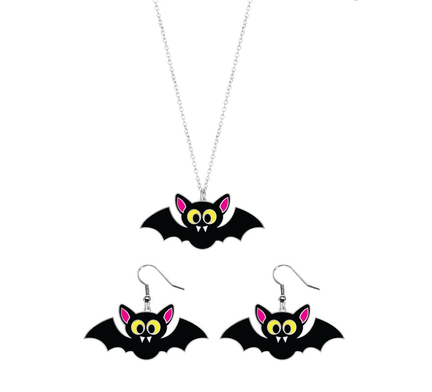 Bat Earrings and Necklace