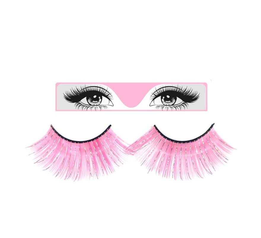 Long silver pink eyelashes