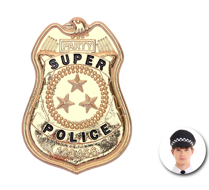 Gold metal Super Police badge