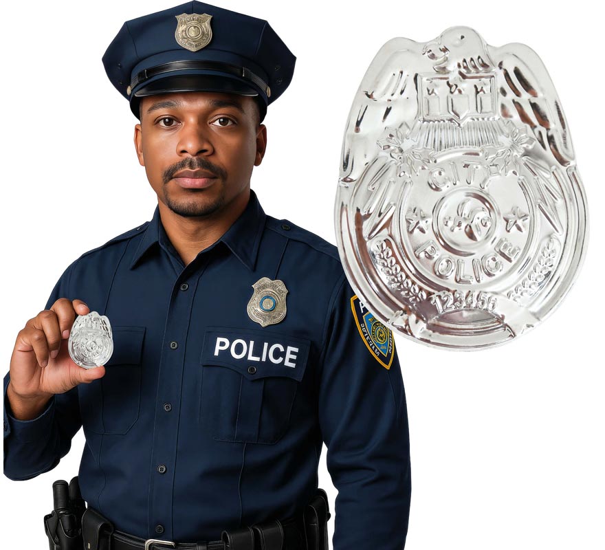 Placa Policía de Metal de 7 cm Placa Policía de Metal de 7 cm