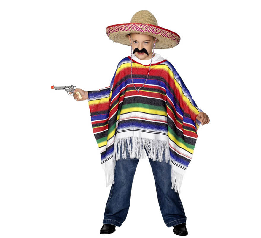 Poncho Mexicano multicolor infantil