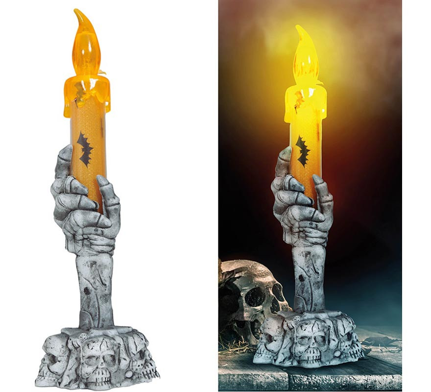 Skull Candle Holder with 15cm LED Candle