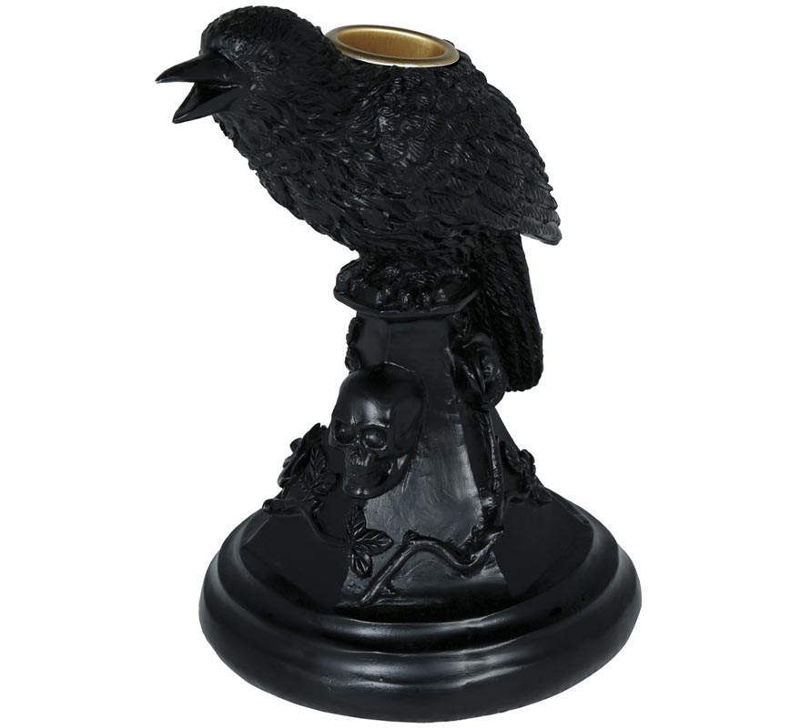Resin Raven Candle Holder 16x10 cm