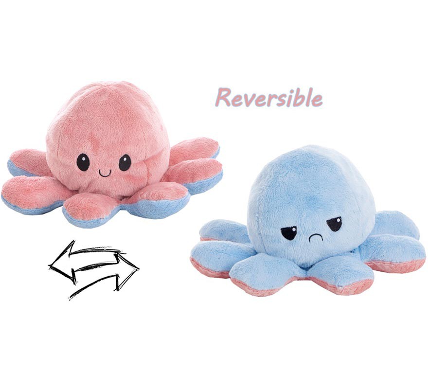 Pulpo reversible azul online con rosa