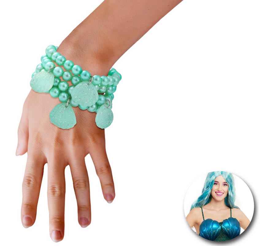 Bracciale sirena con perle blu