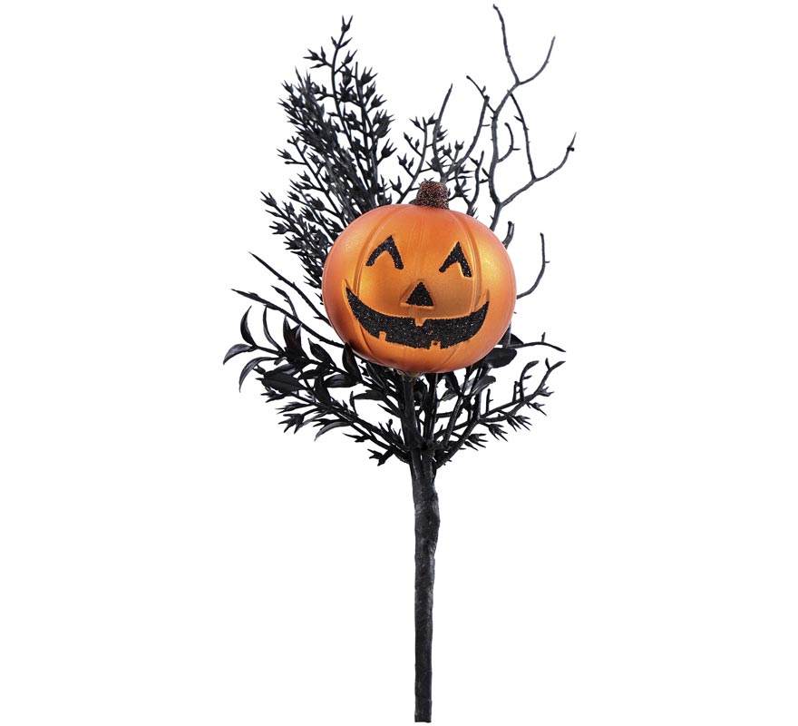 Artificial Branch with 25cm Chrome Pumpkin