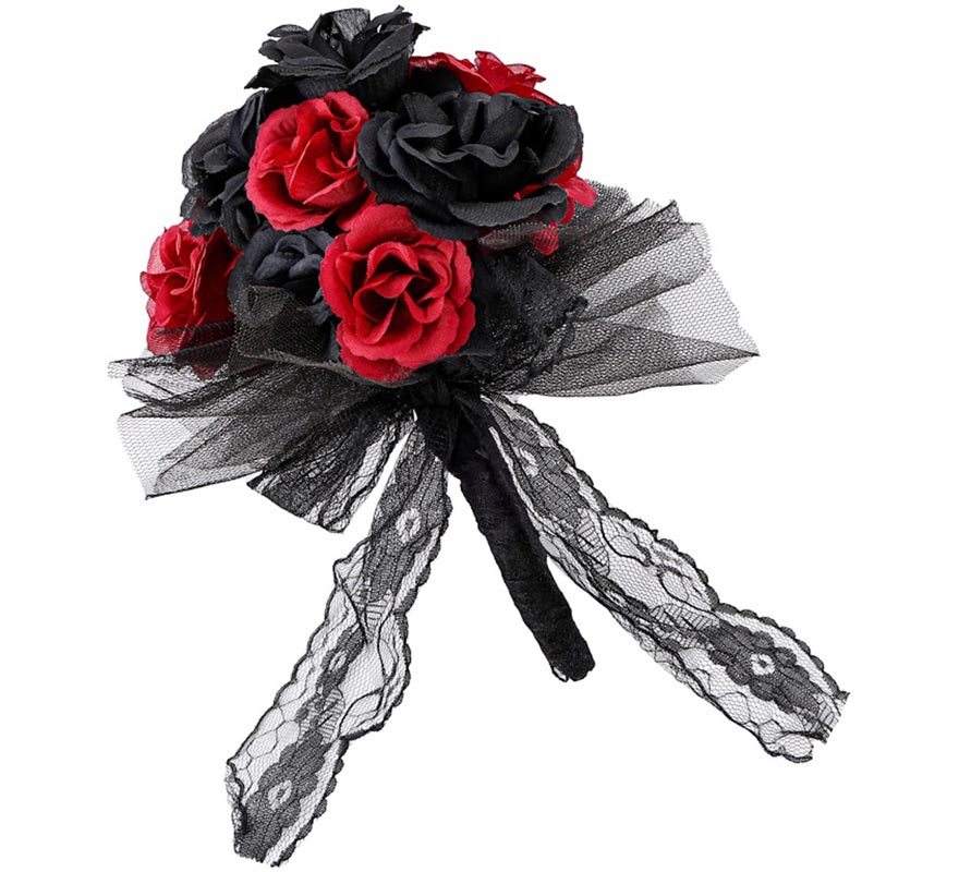 Bouquet of red and black roses