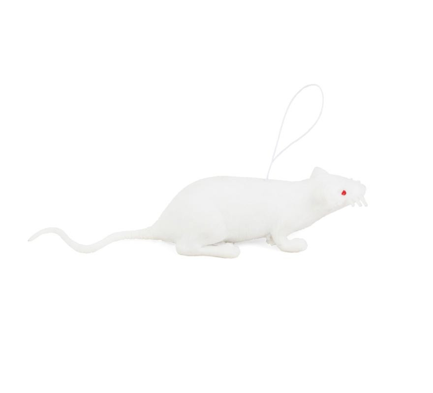 White mouse with 11cm plastic rope