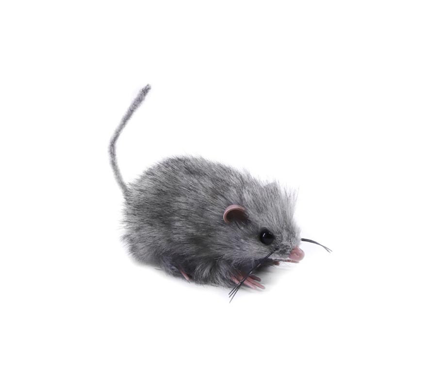 13cm grey furry mouse