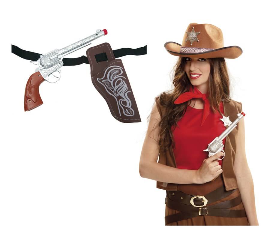 Juguete 2 Pistolas Cartucheras Para Disfraz de Vaquero Pistolero Lejano  Oeste
