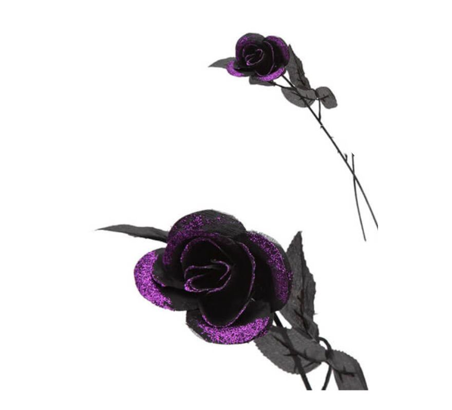 Rosa preta com glitter 40 cm 2 cores sortidas
