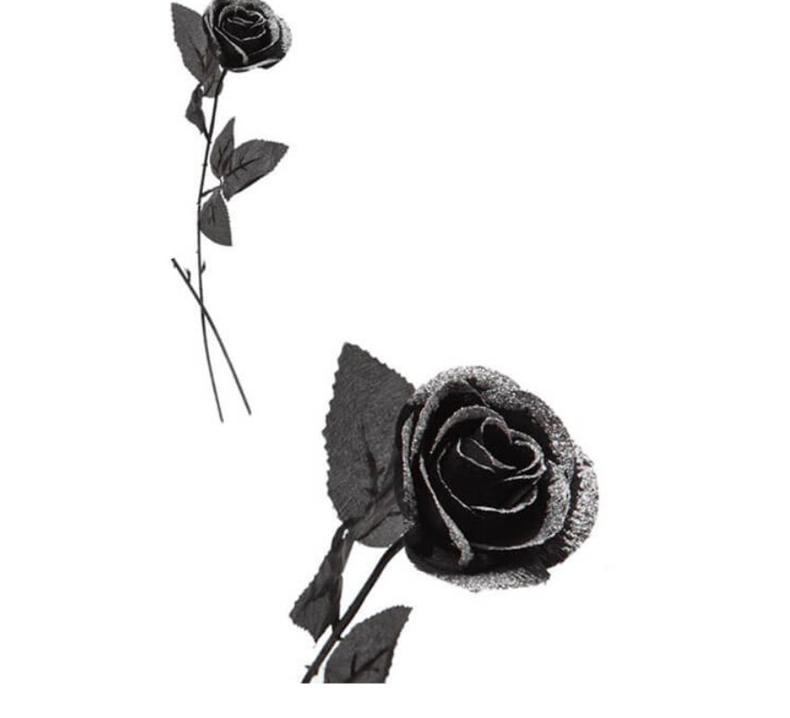 Rosa preta com glitter 40 cm 2 cores sortidas