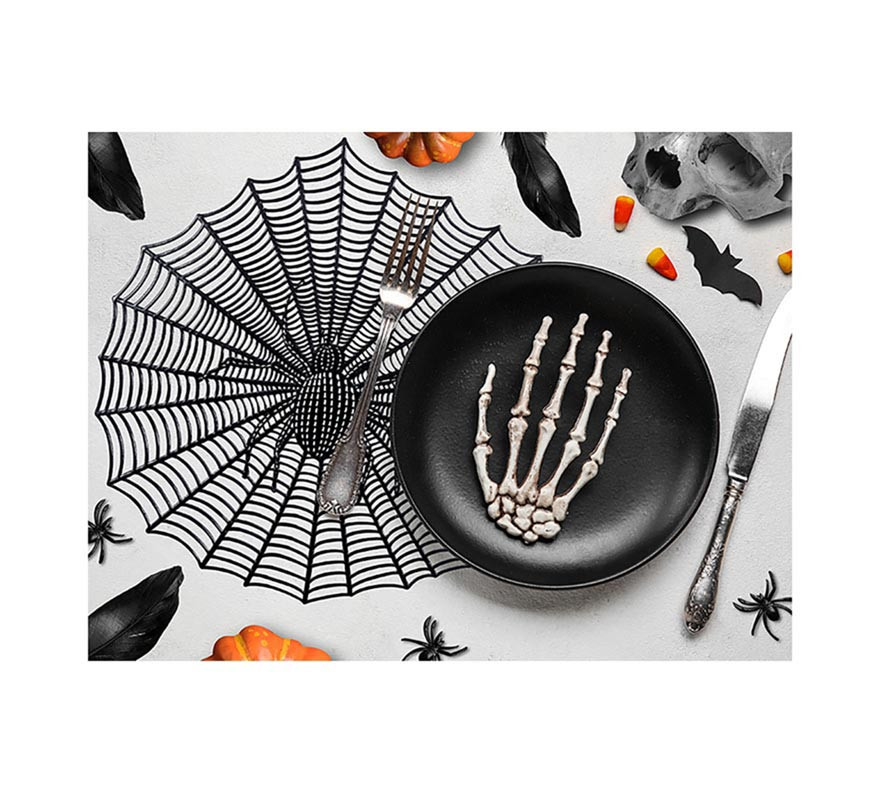 38 cm black pvc spiderweb trivet