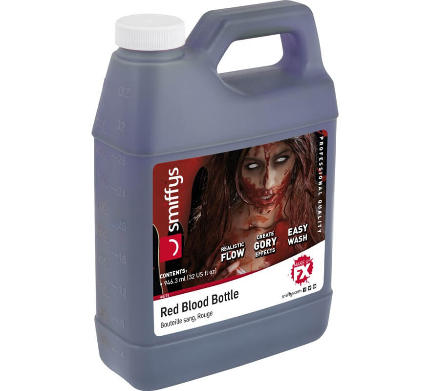 Rotes künstliches Blut in einer 946,35 ml Flasche