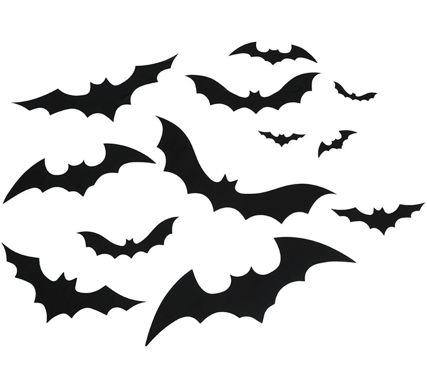 12 Chauves-souris Silhouettes Noires de 10 à 30 cm-B