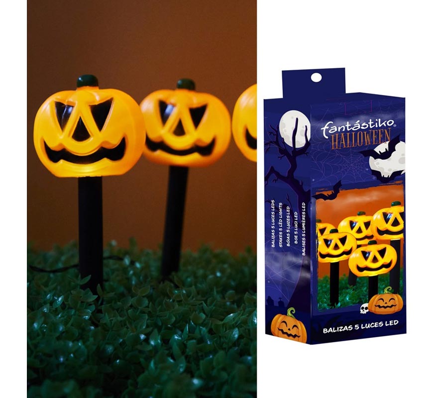 5 Pumpkin Lanterns LED lighting 8x39 cm-B