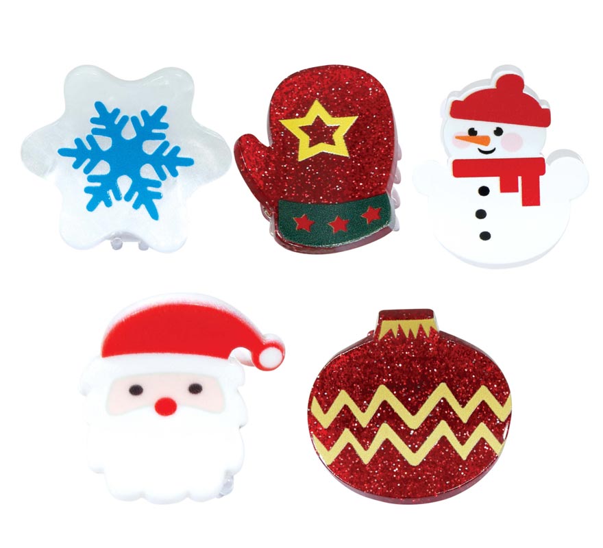 5 Christmas Hair Clips 2.5 cm-B