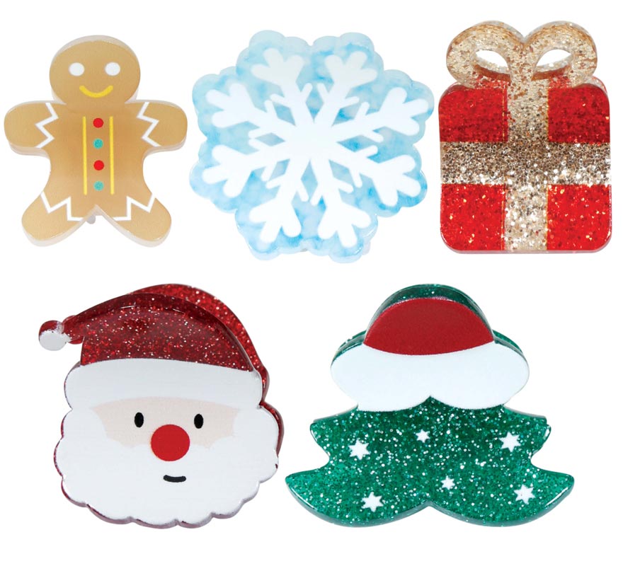 5 Christmas Hair Clips 3 cm-B