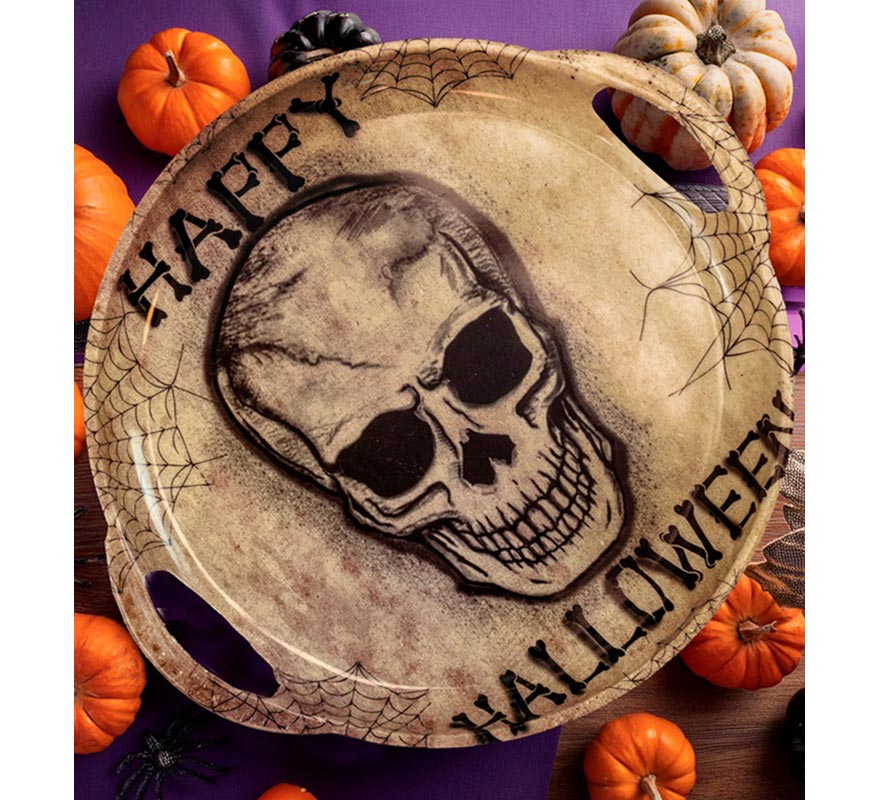 Bandeja con Calavera Happy Halloween con Asas de 30 cm-B