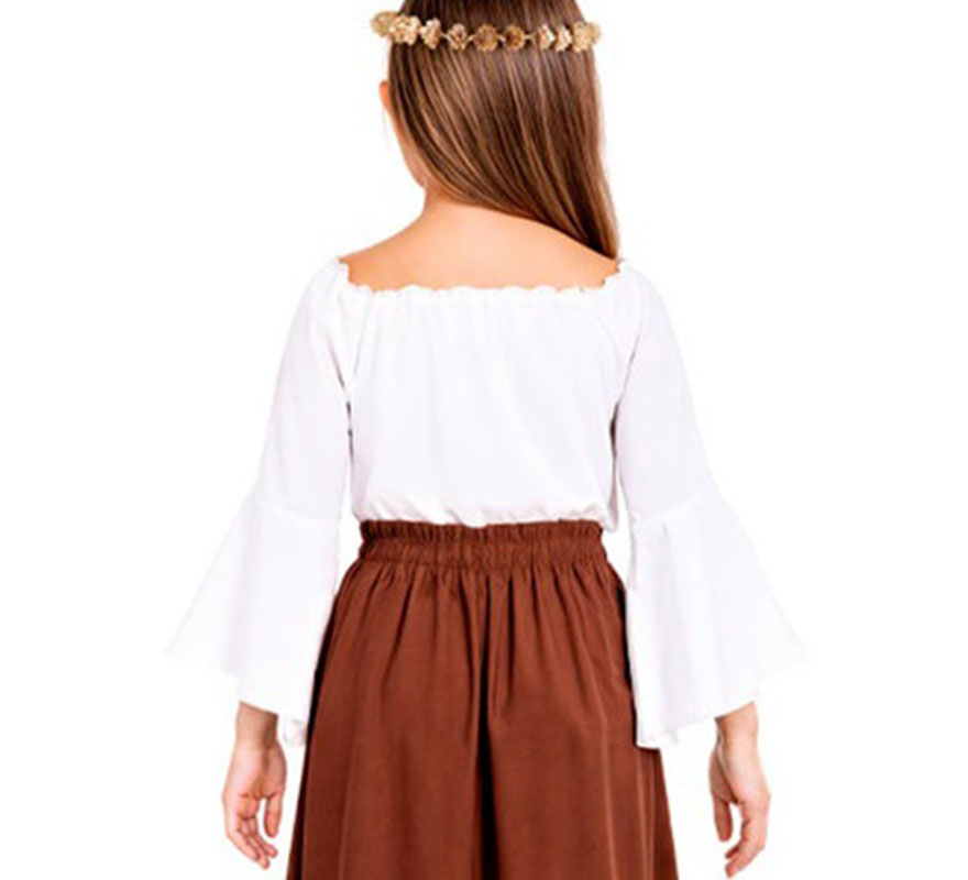 Blusa Medieval blanca con Volantes para niña-B